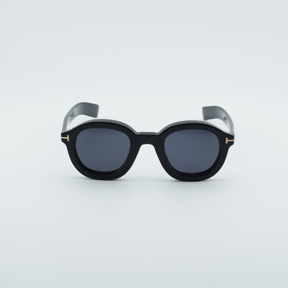 Tom Ford Raffa FT1100 01A Sunglasses Black Round Frame, Smoke Lenses - Picture 4 of 11